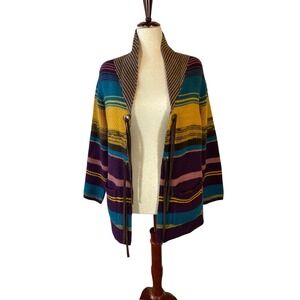 Wrangler Womens Western Knit Cardigan Shawl Collar Pockets Leather tassels Large